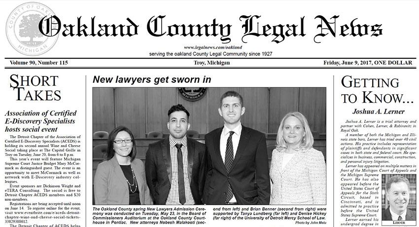 Oakland County Legal News - Getting to Know: Joshua A. Lerner